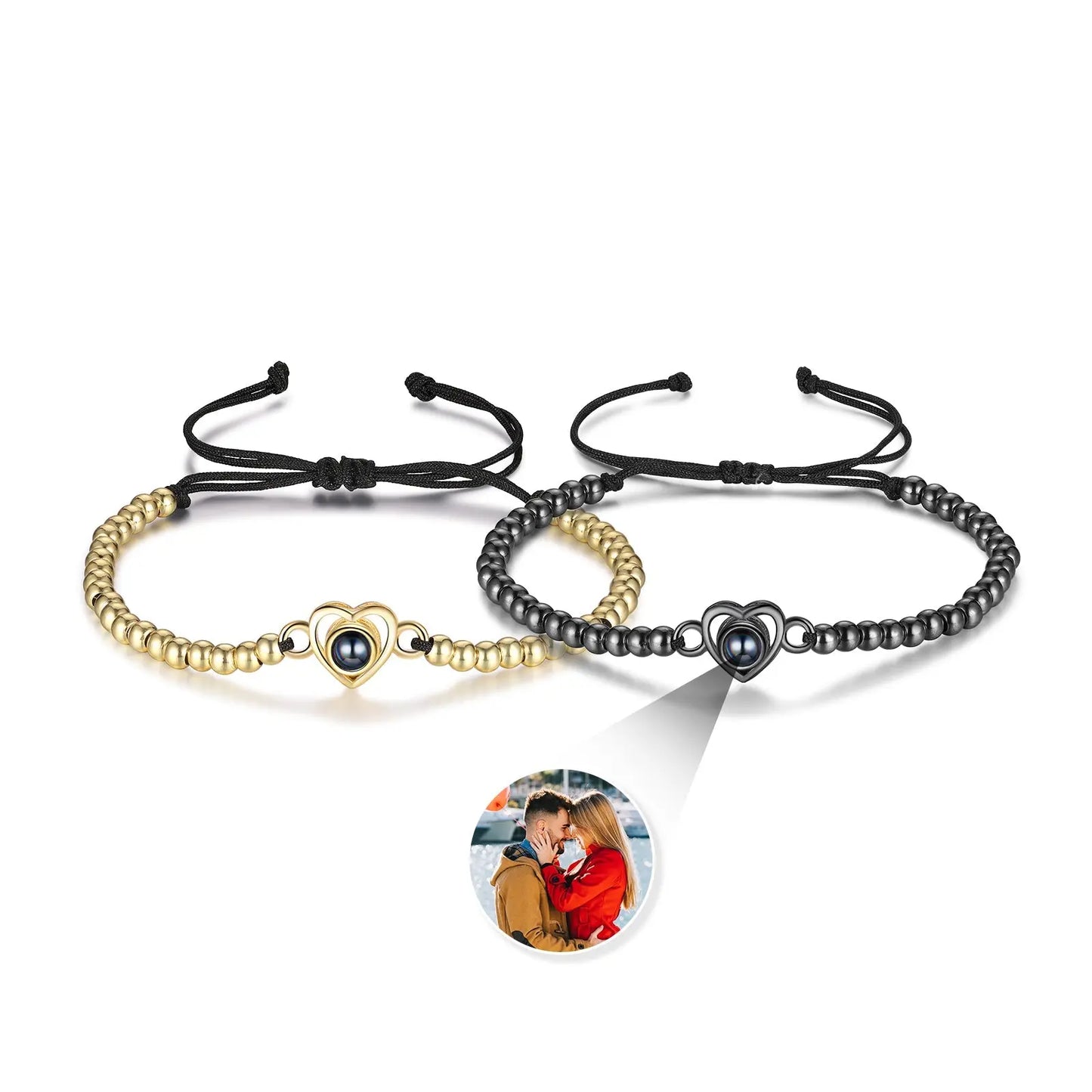 Custom Projection Heart Shaped Couple Bracelet-11