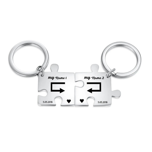 Custom Puzzle Couple Keychain-0