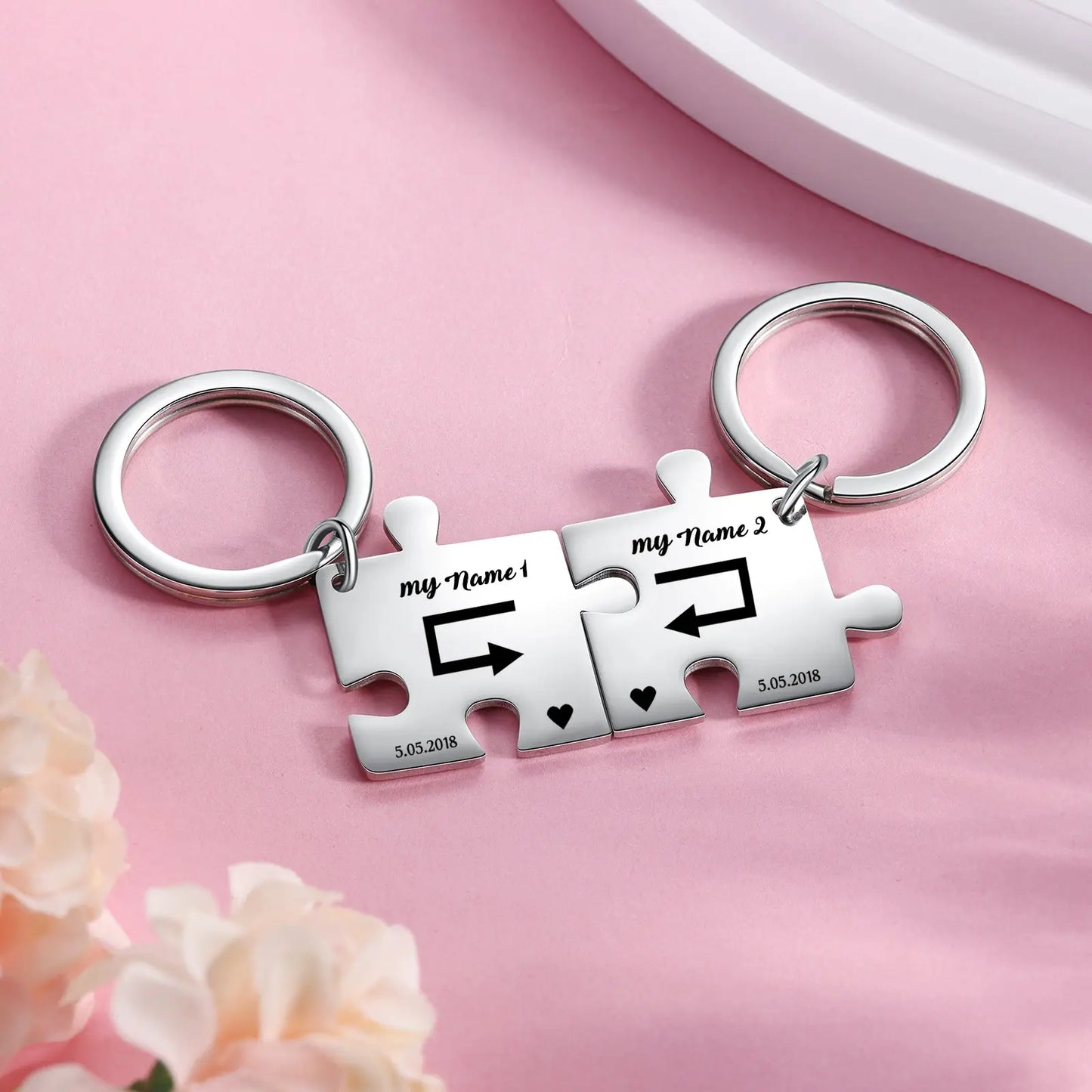 Custom Puzzle Couple Keychain-3