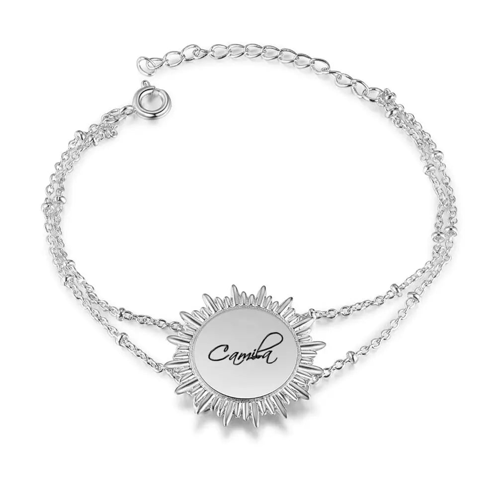 Custom Rhodium Plated Sun Bracelet - Memoriex