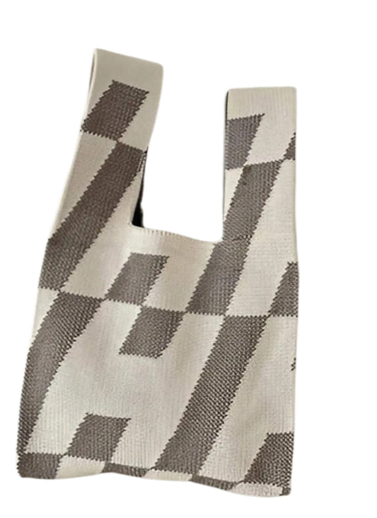 Zig Zag Design Knitted Tote Bag-0