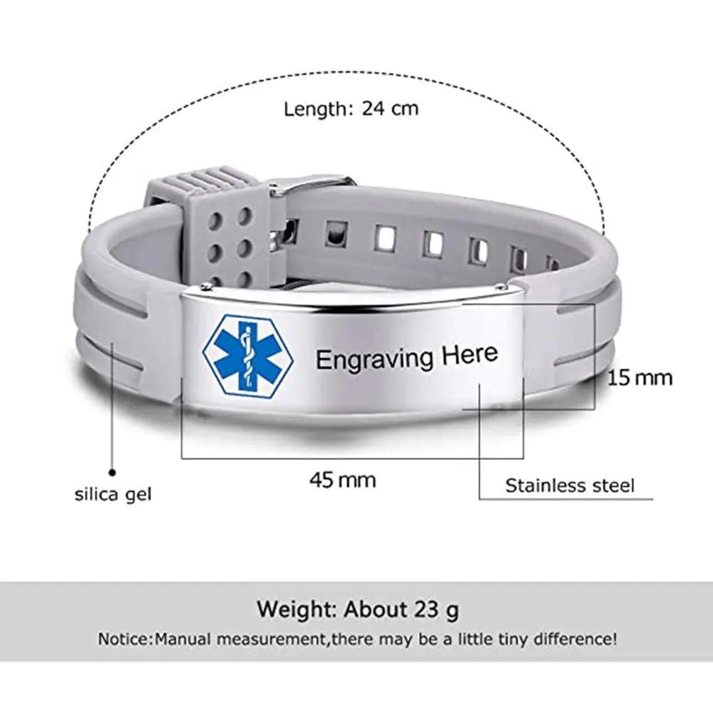 Customized Stainless Steel Medical Bracelet - Memoriex