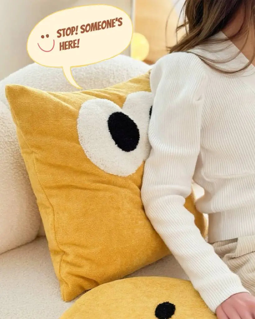 Cute Whimsical Big Eyes Puffy Decorative Throw Pillow-3