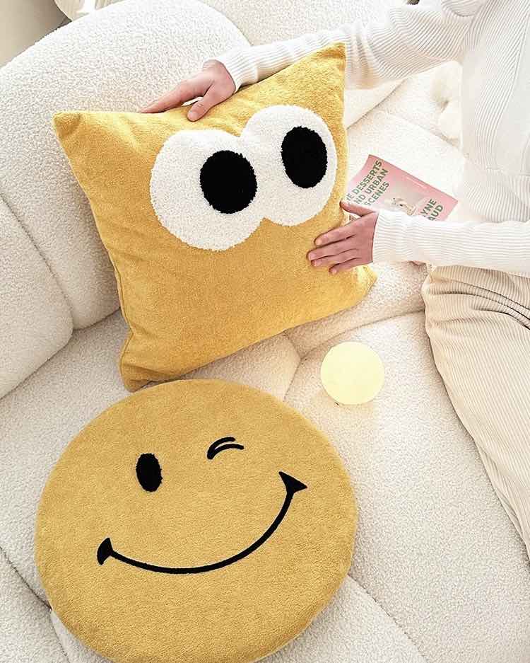 Cute Whimsical Big Eyes Puffy Decorative Throw Pillow-5