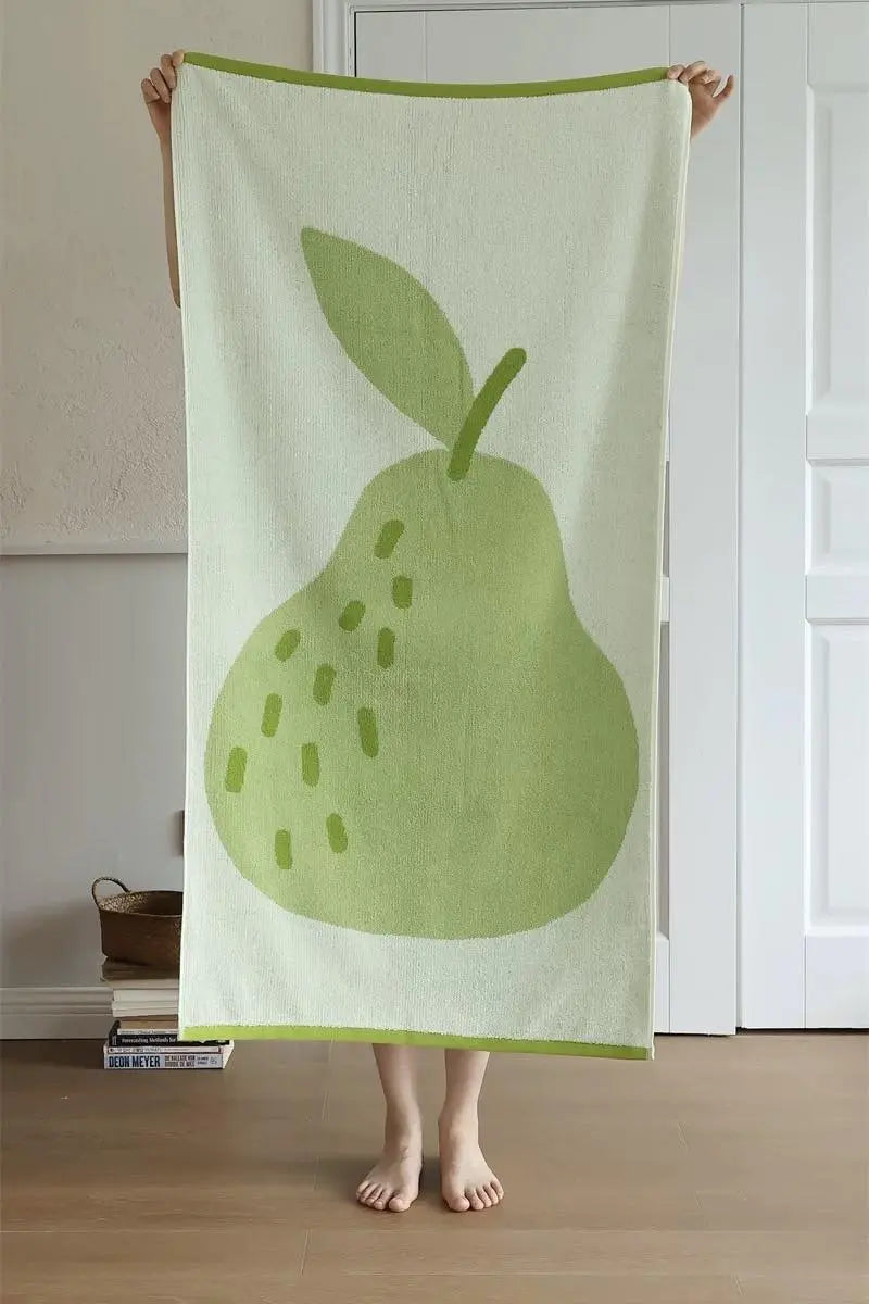 Cute Whimsical Pear Bath Towel - Ultra Soft, Absorbent, 100% Staple Cotton - Memoriex 