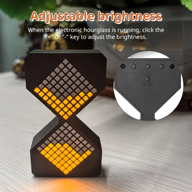 Cyber-style LED electronic sand timer: gravity-sensing, 1-30min countdown, tech decompression toy - Memoriex 