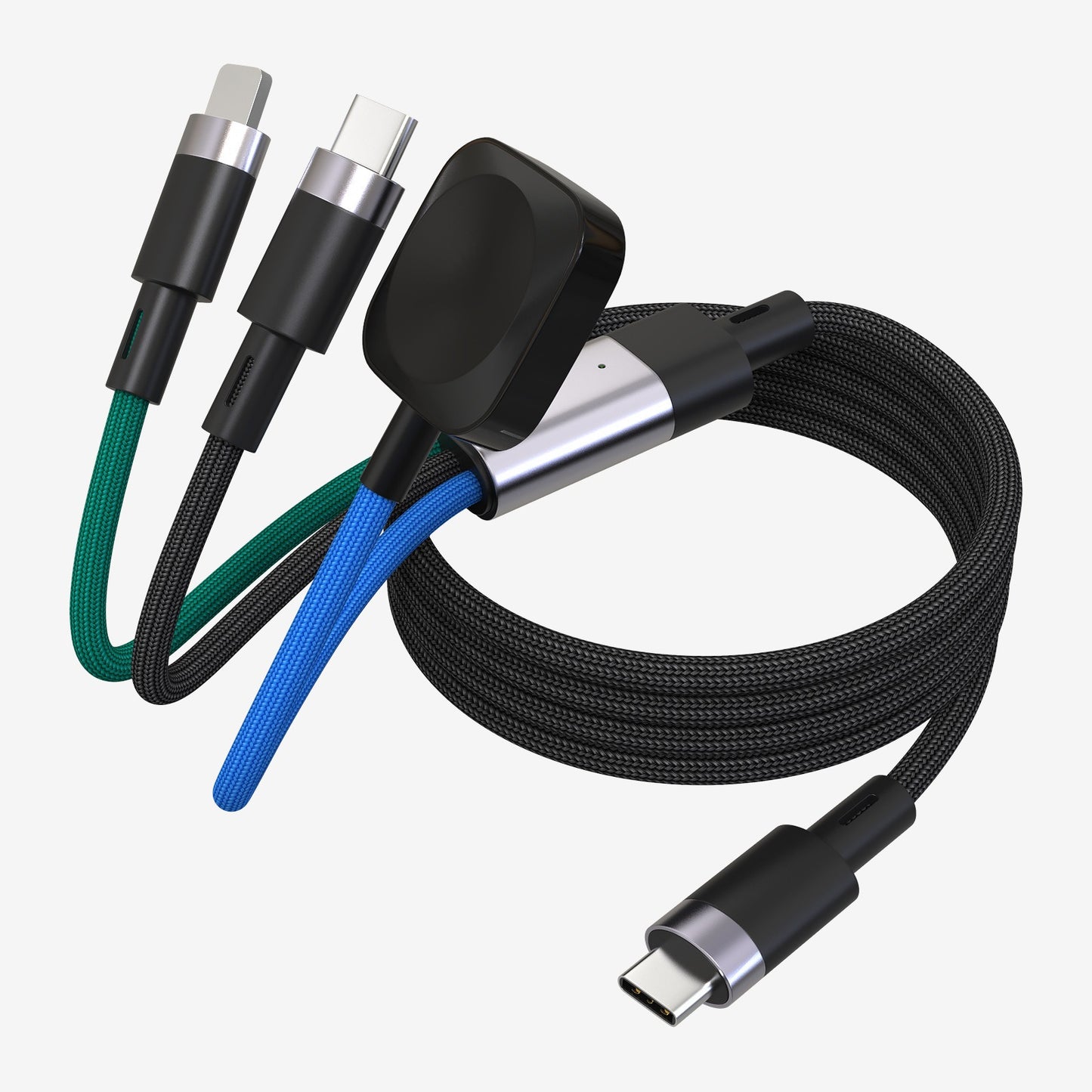 Multi head multifunctional two to three data cable PD60w fast charging suitable for Android Pingguo smartphones and smartwatches - Memoriex 