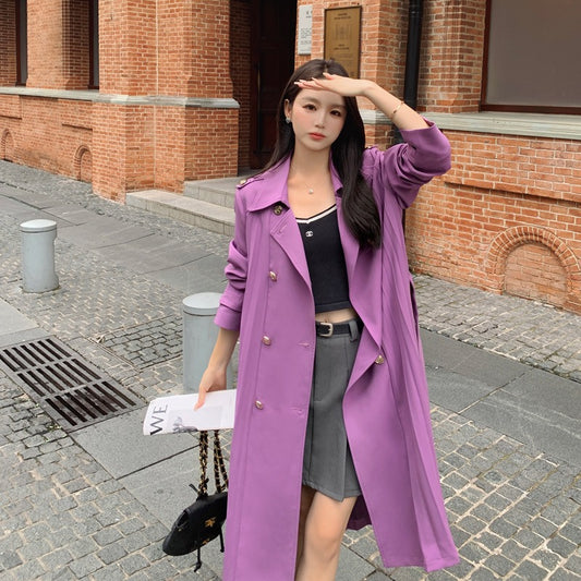 British style temperament high-end feeling small fragrance light and mature mature mature lady purple long windbreaker autumn