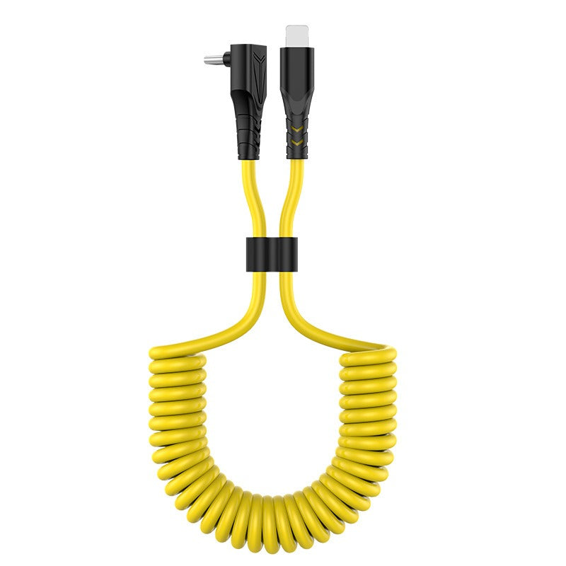 Spring car PD data cable 60w 2-in-1 elbow telescopic fast charging cable suitable for Ideal Wenjie Tesla - Memoriex 