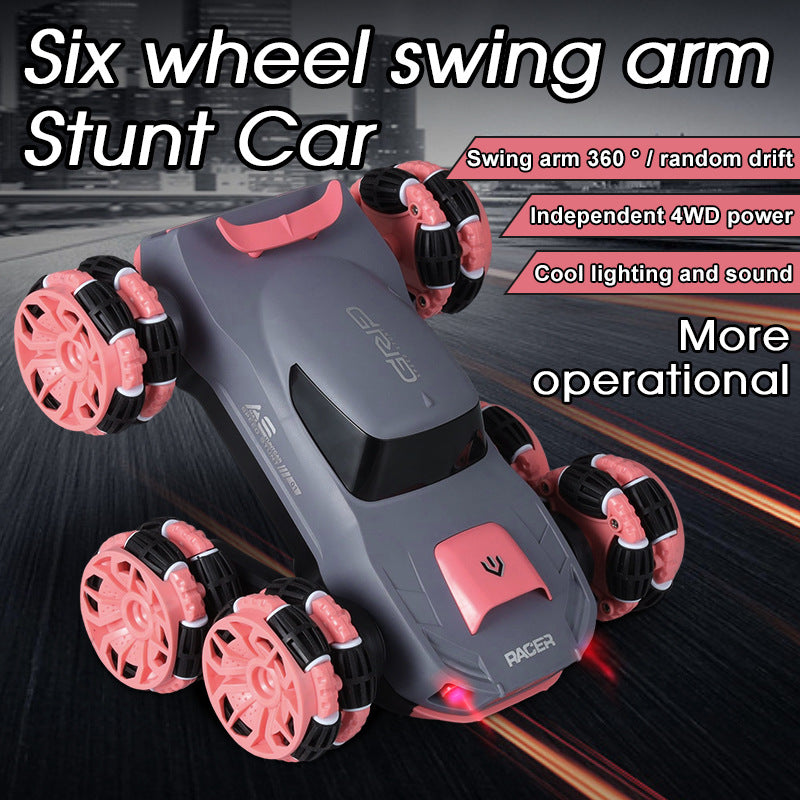 Remote Control Six-Wheel Swing Arm Stunt Car High-Speed Four-Wheel Drive Drift Off-Road Climbing Boys Rotating Deformation Remote Control Car - Memoriex 