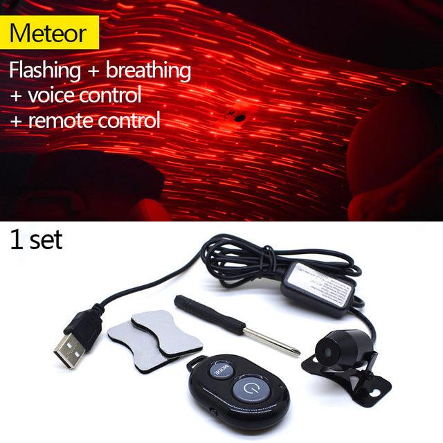 Light Projector Car Decoration Light USB LED Starry Sky Star DJ RGB Laser Projector Music Sound Remote Control Auto Car Styling - Memoriex 