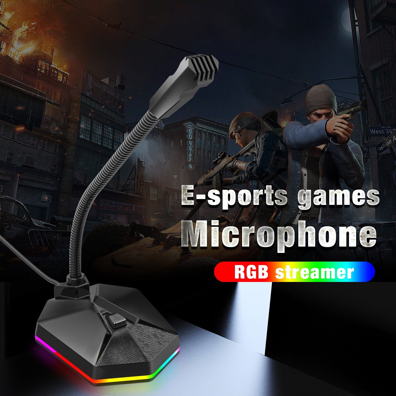 New microphone RGB luminous bendable USB microphone no drive voice chat video conference microphone - Memoriex 