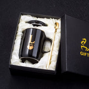 400ml Creative Gold Finger Printing Black Ceramic Coffee Mug Tea Cup With Gold Handle As Gift With Lid And Spoon - Memoriex