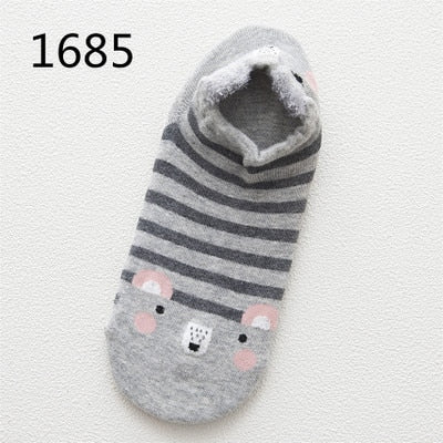 Cute Animal Cotton Socks Female Kawaii Cat With Dog Summer Short Socks Slippers Women Casual Soft Funny Boat Socks - Memoriex 