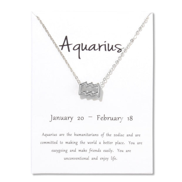 Birthday Gifts 12 Constellation Zodiac Pendant Necklace With White Card - Memoriex
