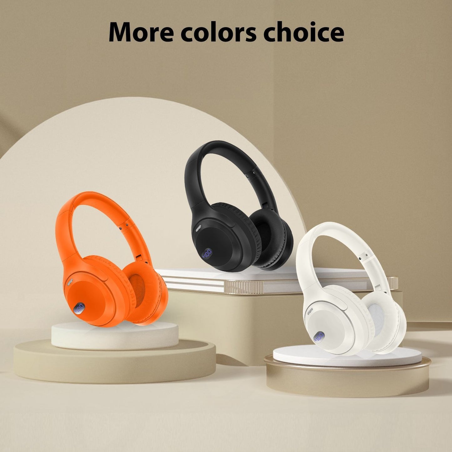 Wireless Bluetooth headset with battery display long battery life and foldable design