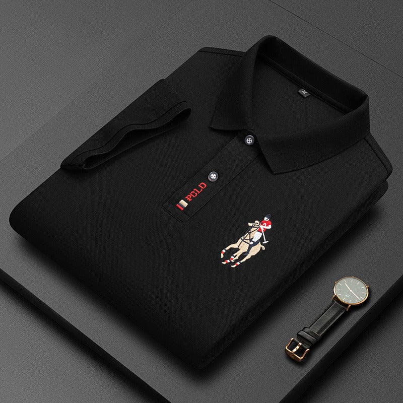 Men's short sleeved POLO shirt with a lapel and pearl T-shirt for Father's Day