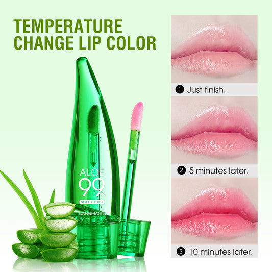 Aloe vera lip gloss, temperature-sensitive color-changing lip glaze - Memoriex