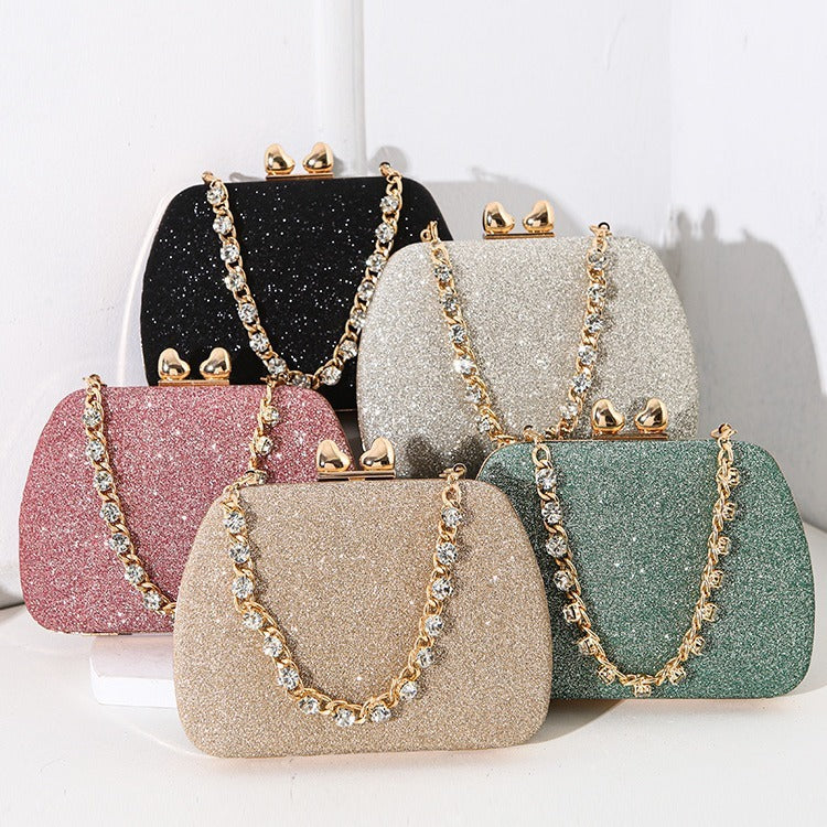 Little Love Water Diamond Chain Handheld Crossbody Small Square Bag Celebrity Banquet Handheld Bag - Memoriex 