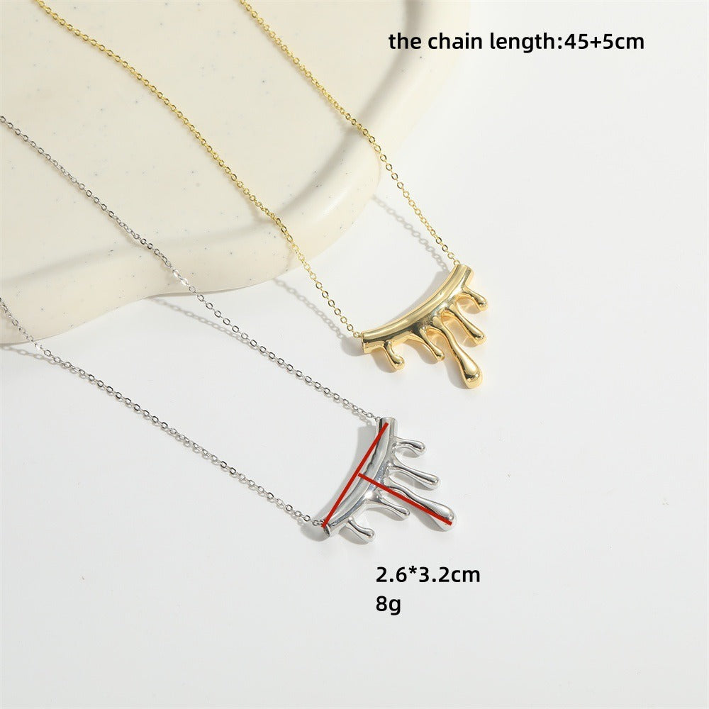 Retro trend personalized water droplet design pendant collarbone chain niche temperament necklace