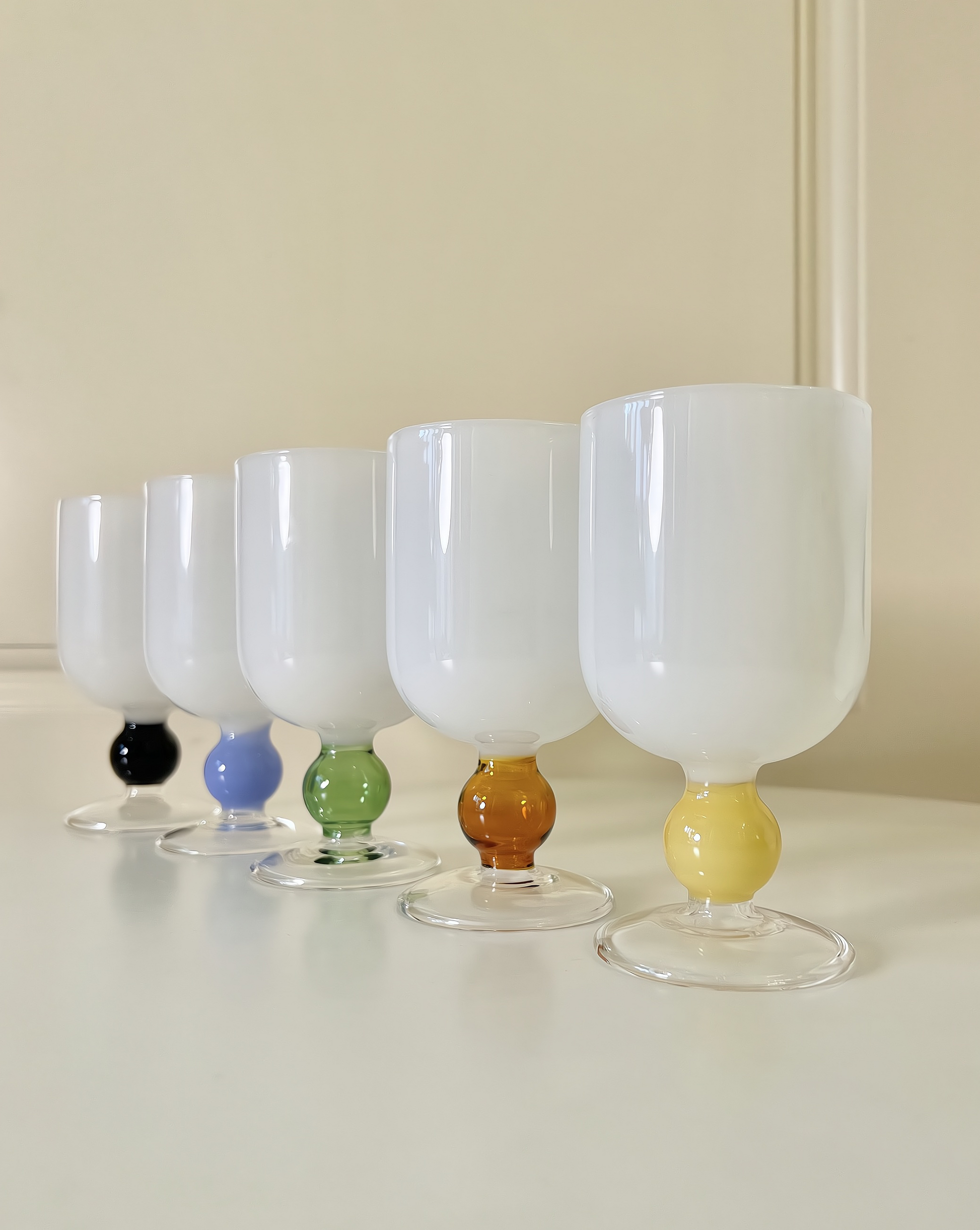 Creamy Jawbreaker Candy Wine Glasses Set of 2 ( $19.9 Each ) - Whimsical Eclectic Coloured Goblets-0