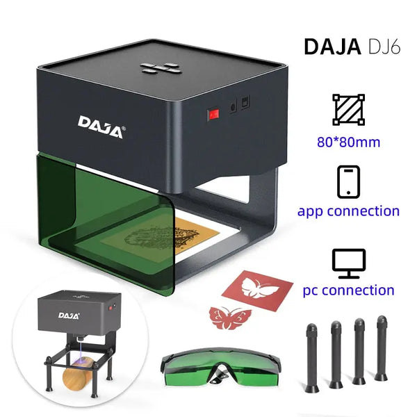 DAJA Mini Portable Laser Engraver Diy Bluetooth Machine Painted Dog Tag Paper Leather Wooden Plastic Logo CNC Machine - Memoriex 