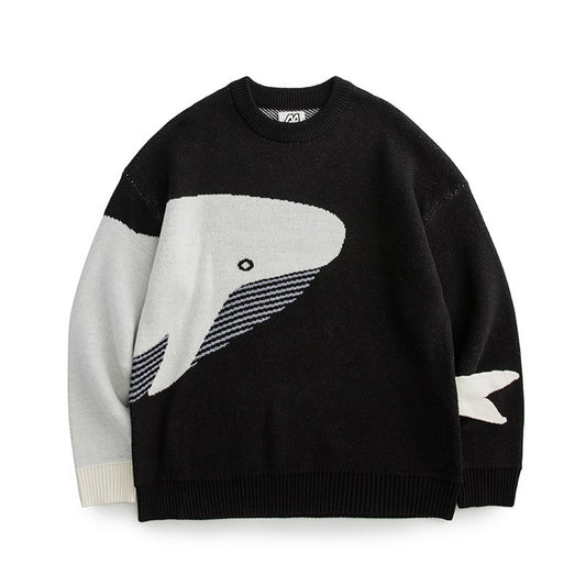 Whale jacquard knitted sweater men's pullover sweater jacket