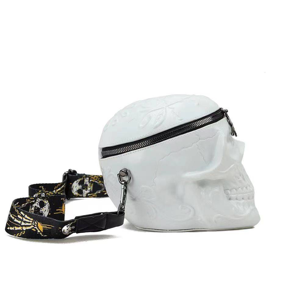 3D Bags Skull Messenger Shoulder Handbag Small White-2