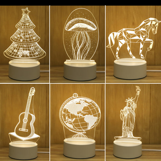 New Acrylic The neon lights 3D stereo Night light Small table lamp Bedside lamp LED lamp Birthday festival children decorate