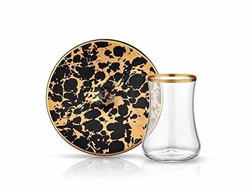 DERVISH EBRU TEA SET MAT GOLD BLACK-0