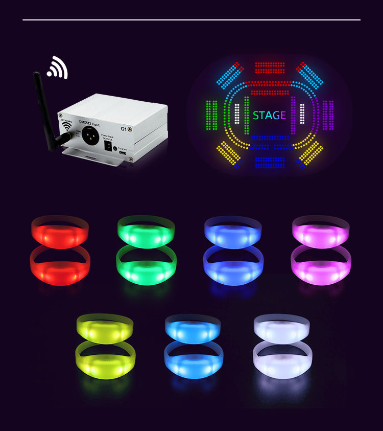 LED Light Up Wristband for Events(200PCS GFB005 Bracelets+1 GFC004 Controller)-2