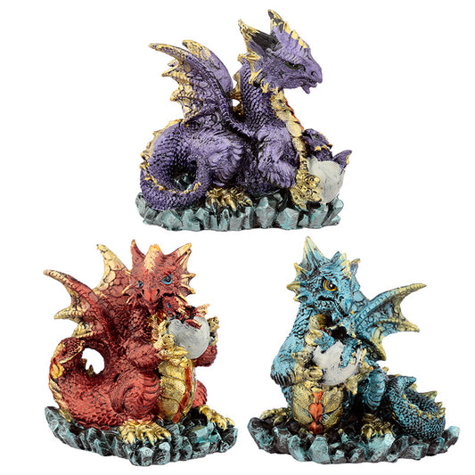 Mother and Hatching Baby Elements Dragon Figurine DRG451 - Memoriex 