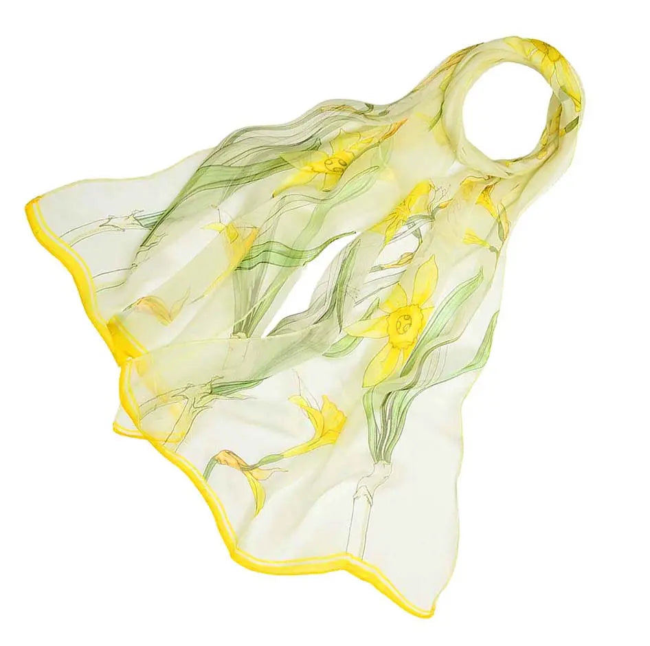 Daffodils - 100% Pure Silk Scarf-0