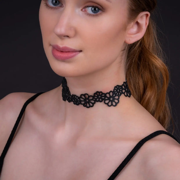 Dahlia Recycled Rubber Statement Flower Choker - Memoriex 