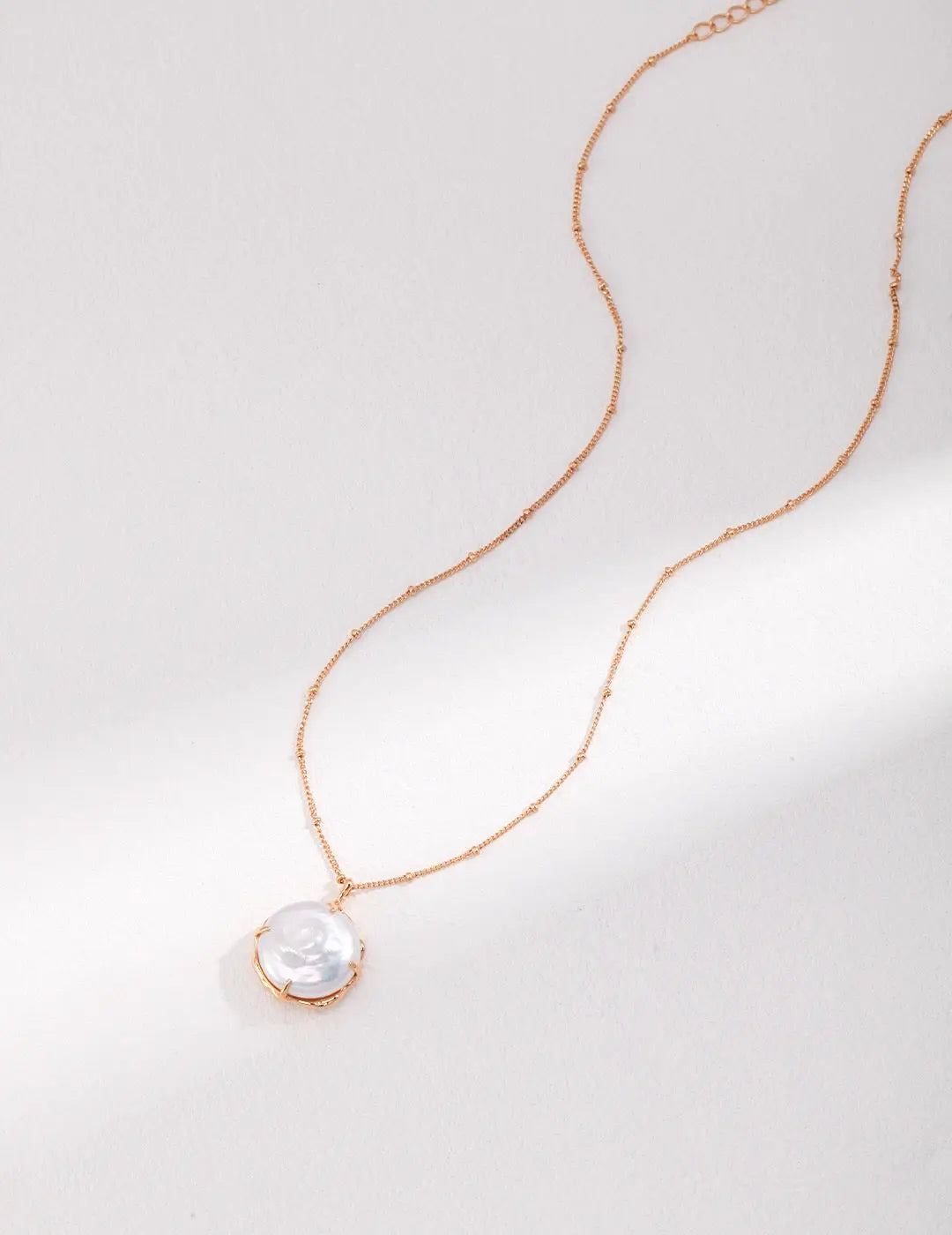 Dainty Big Round Pearl Pendant Necklace-0