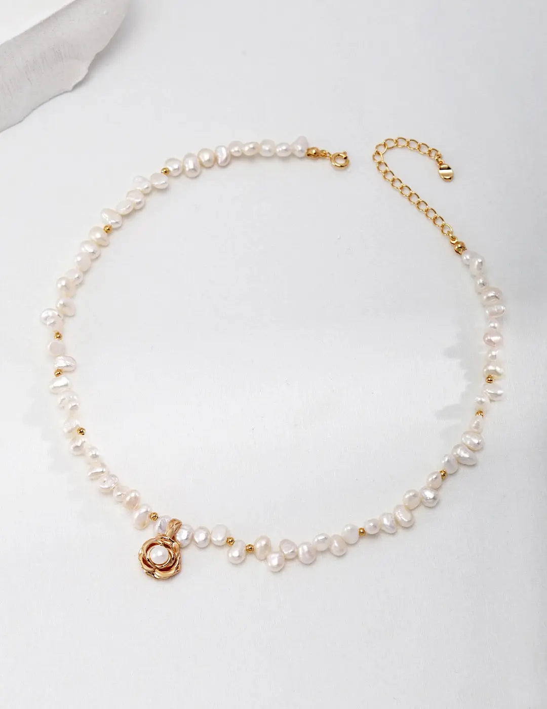 Dainty Camellia Pearl Necklace-0