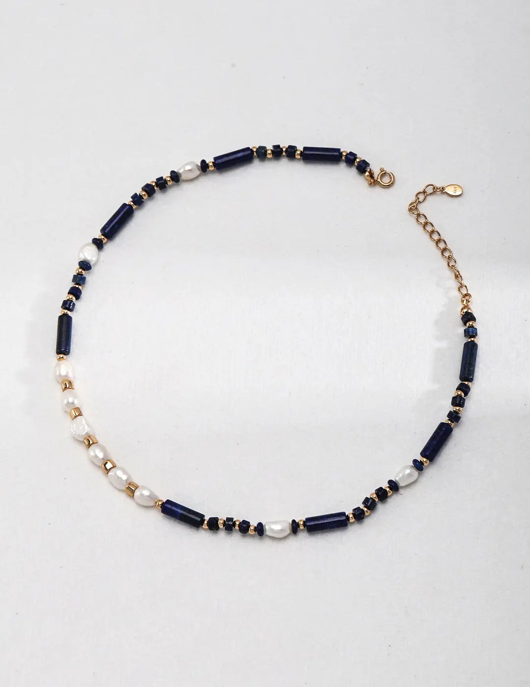 Dainty Lapis Lazuli Beaded With Pearl Necklace - Memoriex