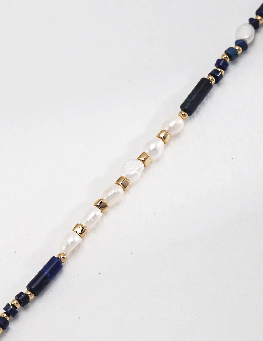 Dainty Lapis Lazuli Beaded With Pearl Necklace - Memoriex