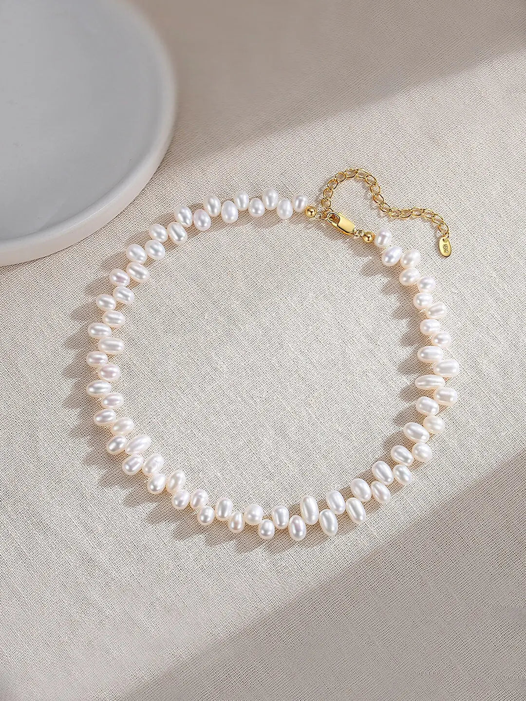 Dainty Pearl Beaded Choker Necklace-0