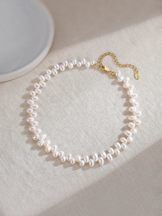 Dainty Pearl Beaded Choker Necklace-0