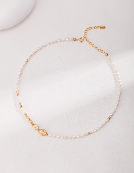 Dainty Rice Pearl Necklace-0