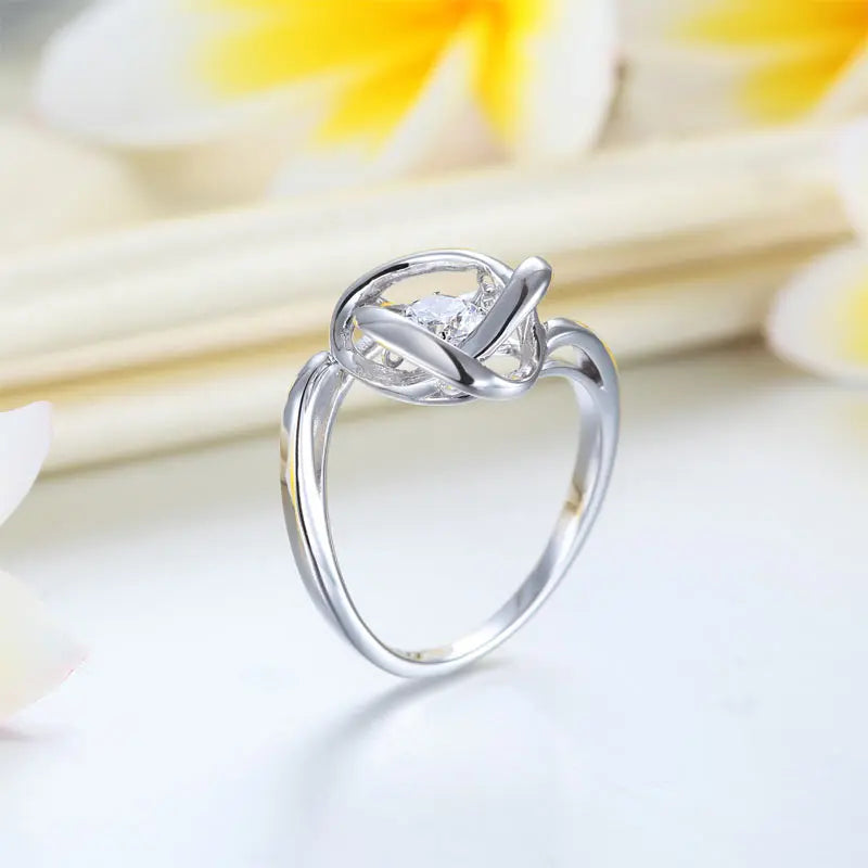 Dancing Stone Woven Solid 925 Sterling Silver Ring 2017 New Style XFR8284-7