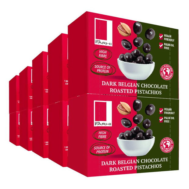 Dark Chocolate Coated Pistachios (Pack of 10 x 55g) - Memoriex 