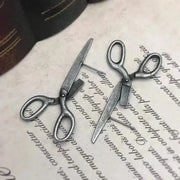 Dark Gothic Vintage Imitation Scissors Exaggerate Stud Earrings for Men Women Goth Punk Silver Color Halloween Fashion Jewelry - Memoriex 