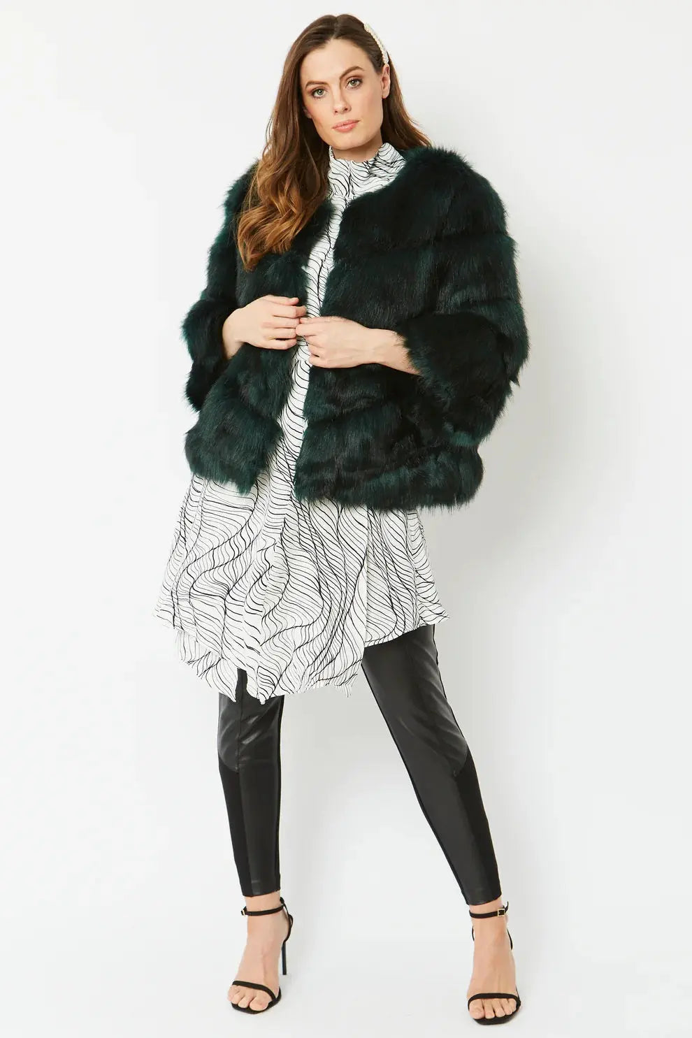 Dark Green Faux Fur Ella Coat-0