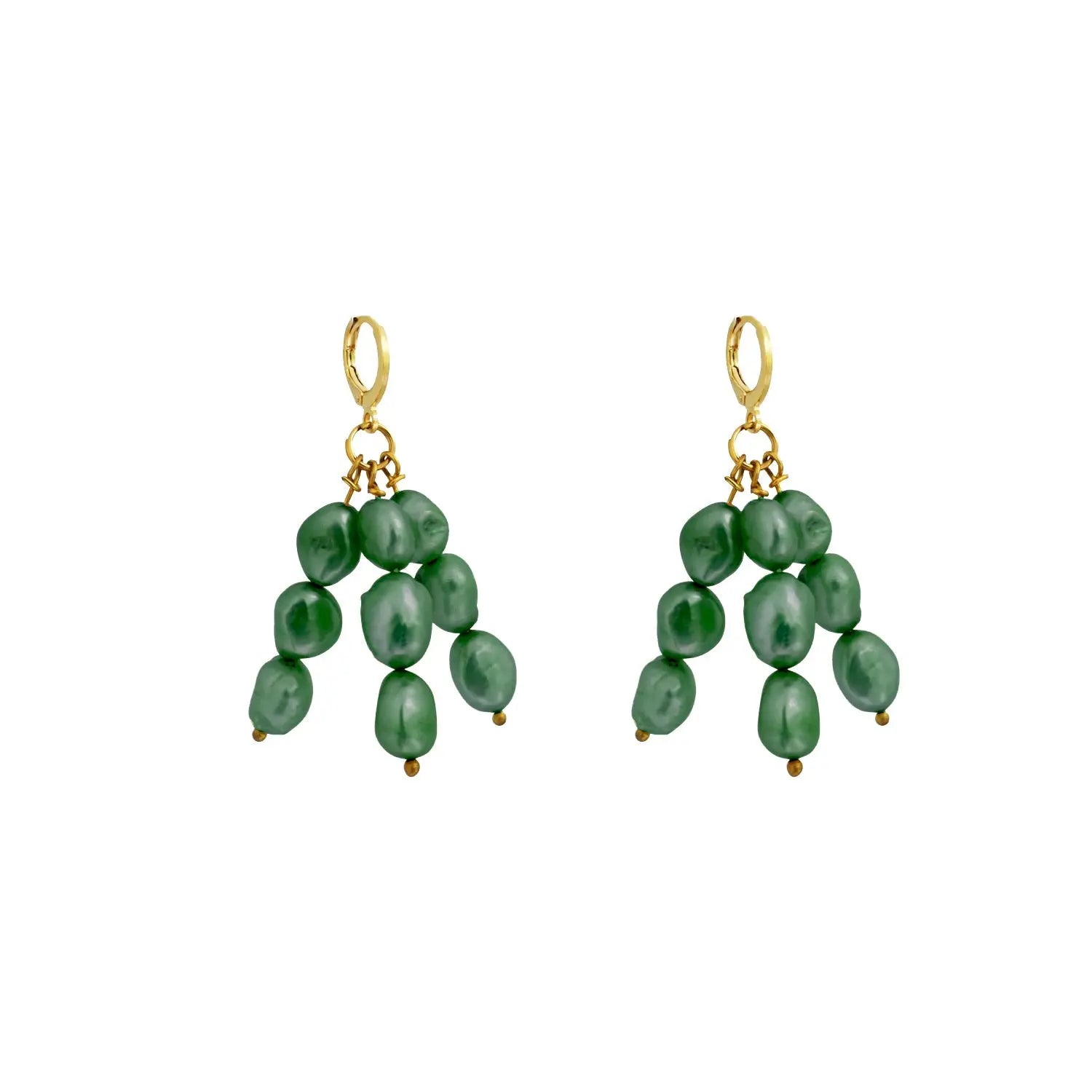 Dark Green freshwater pearl earrings - Memoriex