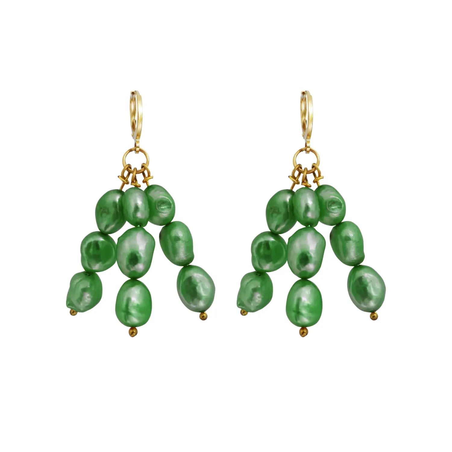 Dark Green freshwater pearl earrings - Memoriex