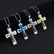 Dark Knight Same Men's Crystal Cross Pendant Silver Gold Black Dominant Pendant Necklace - Memoriex 