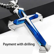 Dark Knight Same Men's Crystal Cross Pendant Silver Gold Black Dominant Pendant Necklace - Memoriex 