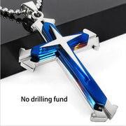 Dark Knight Same Men's Crystal Cross Pendant Silver Gold Black Dominant Pendant Necklace - Memoriex 